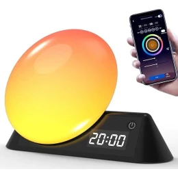Умный Смарт Ночник Будильник Wake-Up Light Лампа с Имитацией Рассвета и LED Подсветкой + Встроеные Звуки Природы и Bluetooth  Bolong