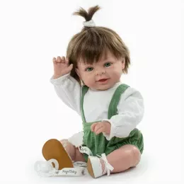 Испанская Виниловая Кукла Девочка LAMAGIK Magic Baby 47 см Коллекционный Новорождённый Пупс с Волосами и Зелёными Глазами с Ароматом Ванили Paula Lamagic