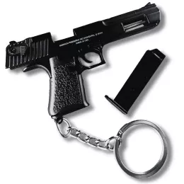 Металлический Брелок Desert Eagle Black (Черный) 66 мм 1:4 Разборный Тактический Мини Пистолет с Подвижным Затвором, Съемным Магазином, Подвижным Курком и Гравировкой Коллекционный Сувенир Брелок на Ключи Alloy Empire