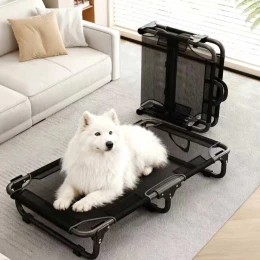 Большой Переносной Шезлонг для Собак 90×60×20 см до 40 кг Складная Лежанка-Кровать на Ножках с Сеткой для Дома и Дачи Zmaker